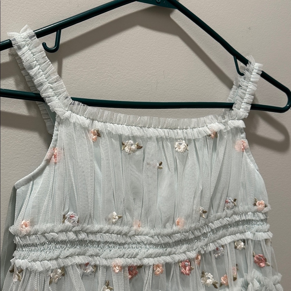 Mac Duggal Girls Ruffled Floral Embroidered Gown - Picture 7 of 15